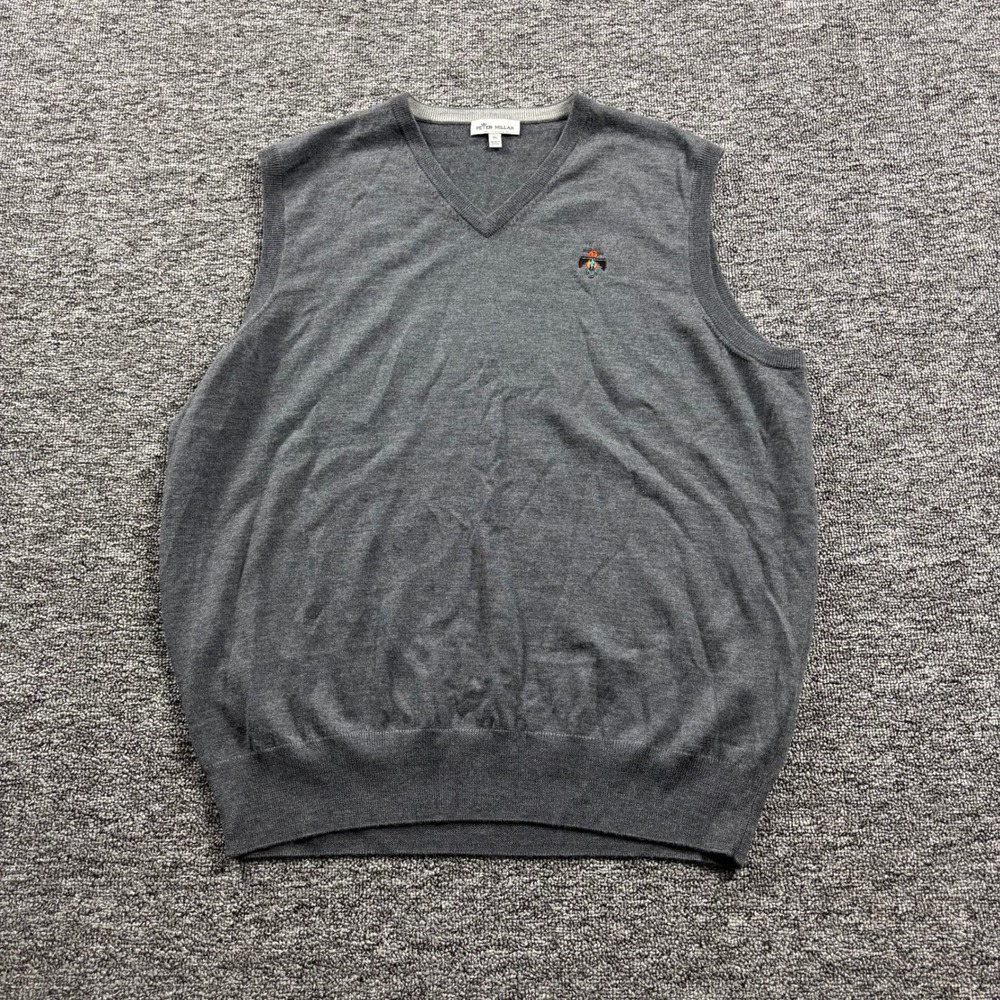 Peter‎ Millar Preppy V-Neck Embroidered Bird Logo Golf Sweater Vest Size XL
